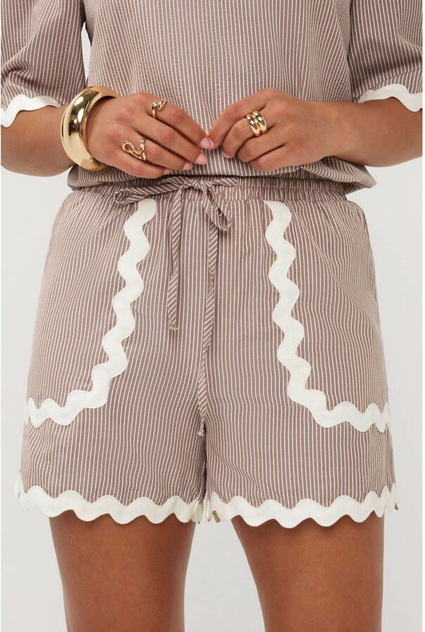 Ydence regular fit gestreepte casual short zand - Foto 3