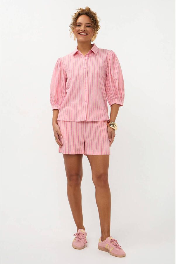 Ydence gestreepte blouse roze - Foto 3