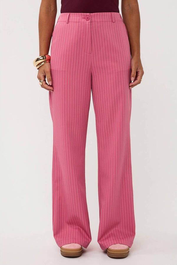 Ydence straight regular tall waist gestreepte pantalon roze - Foto 5