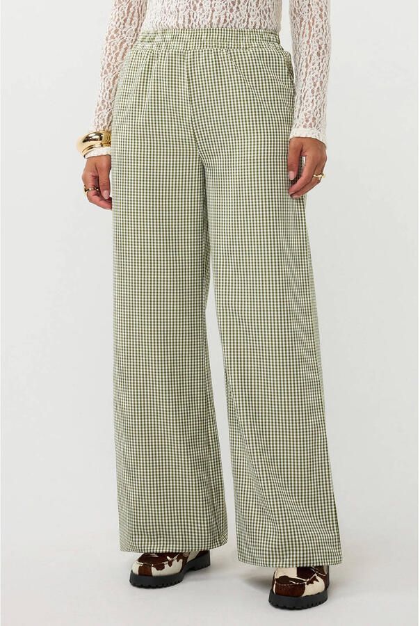 Ydence straight regular waist geruite casual broek groen - Foto 5