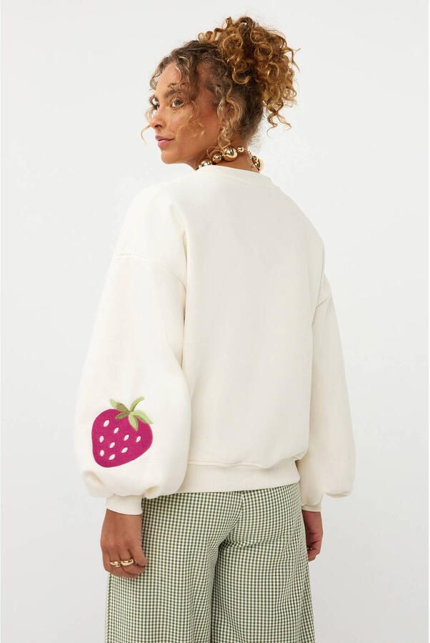 YDENCE Dames Truien & Vesten Sweater Strawberry Gebroken Wit - Foto 6