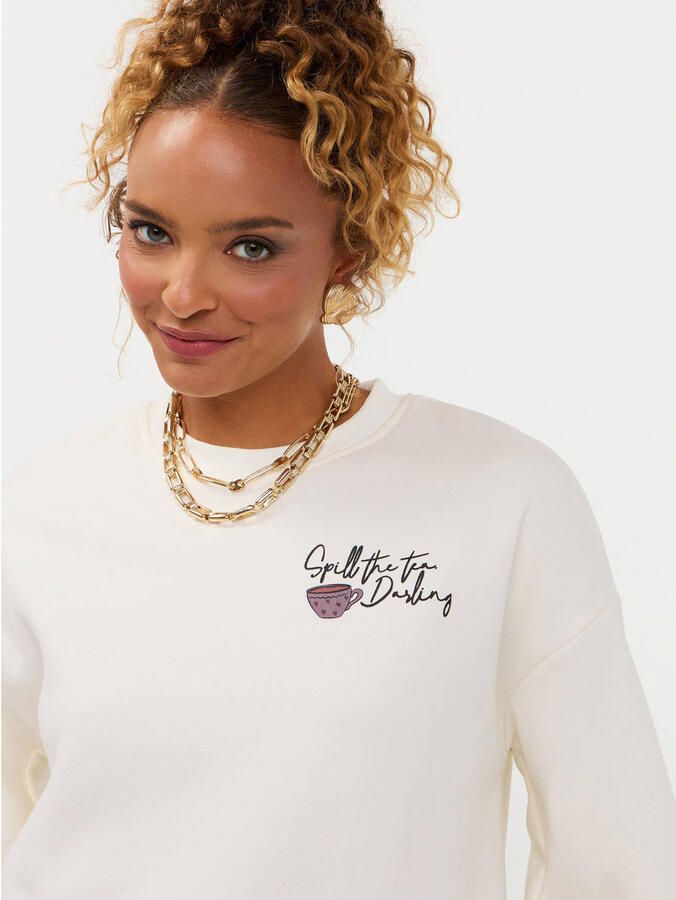 Ydence sweater met backprint ecru - Foto 3