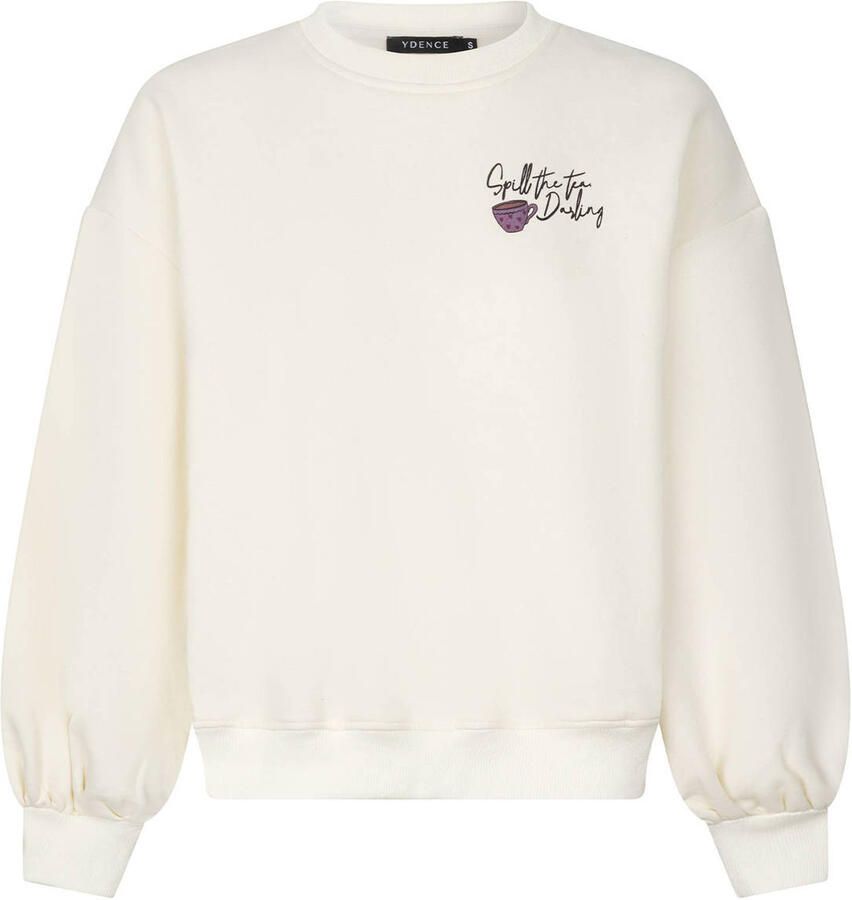 Ydence sweater met backprint ecru
