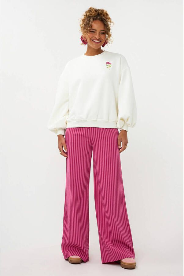 YDENCE Dames Truien & Vesten Sweater Grow With The Flow Ecru - Foto 7