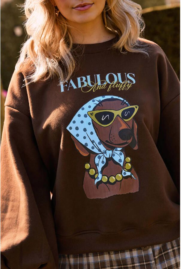YDENCE Dames Truien & Vesten Sweater Iconic And Fluffy Bruin - Foto 7