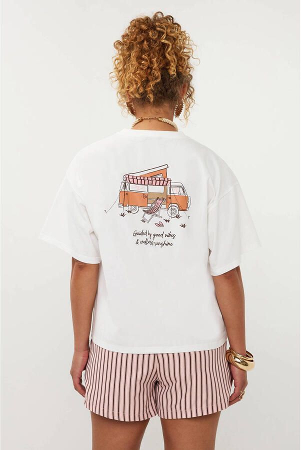 Ydence T-shirt met backprint wit - Foto 3