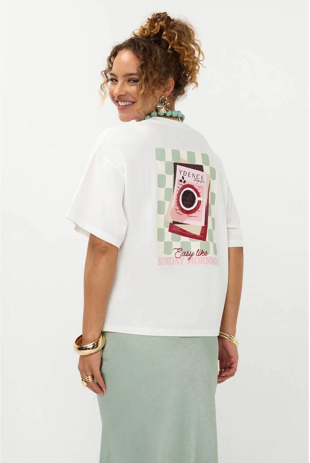 YDENCE Dames Tops & T-shirts T-shirt Sunday Mornings Gebroken Wit - Foto 7