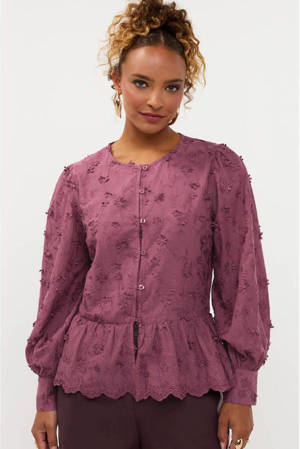 Ydence top met borduursels roze