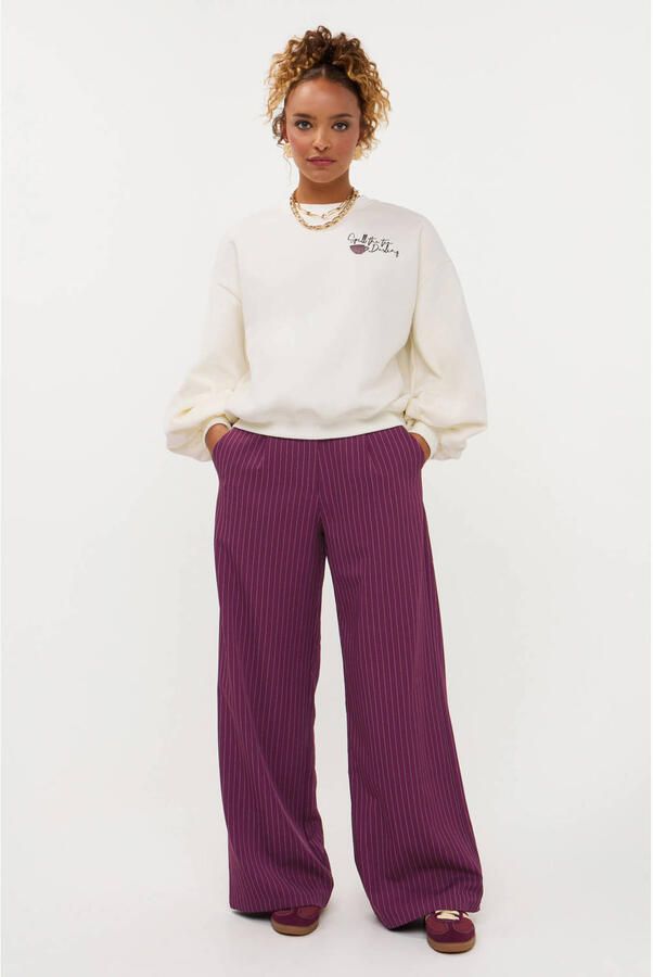 Ydence wide leg broek met krijtstreep roze