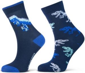 Yellow Moon sokken Dino met all-over print set van 2 donkerblauw