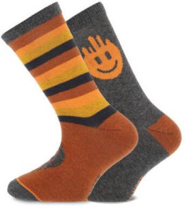 Yellow Moon sokken met print set van 2 bruin