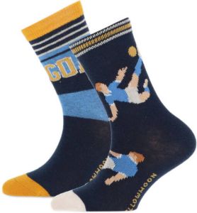 Yellow Moon sokken met print set van 2 donkerblauw