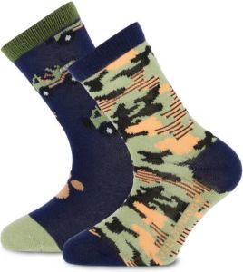 Yellow Moon sokken met print set van 2 donkerblauw groen