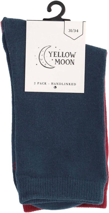 Yellow Moon sokken set van 2 antraciet donkerrood Grijs Katoen 19-22