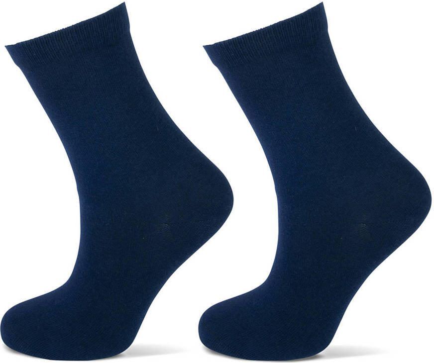 Yellow Moon sokken set van 2 donkerblauw Katoen Effen 31-34