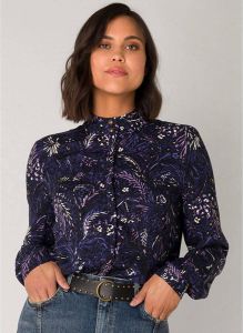 Yest blouse Olamide met all over print donkerblauw
