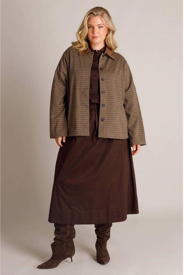 Yest Curve A-lijn midi rok Plus Size bruin - Foto 2