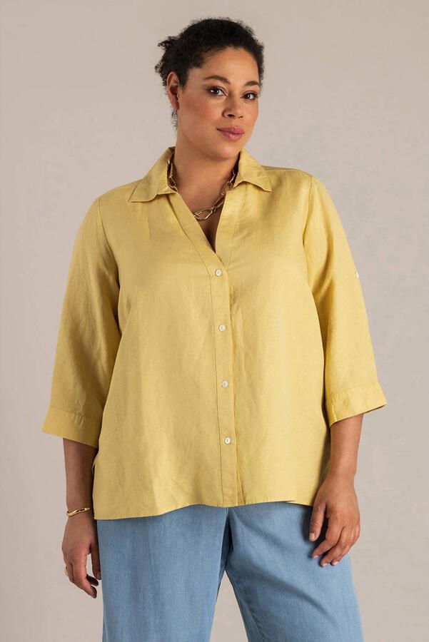 Yest Curve blouse met linnen geel