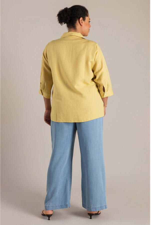 Yest Curve blouse met linnen geel - Foto 3