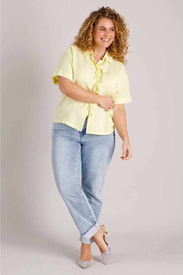 Yest Curve blouse met linnen lichtgeel - Foto 2