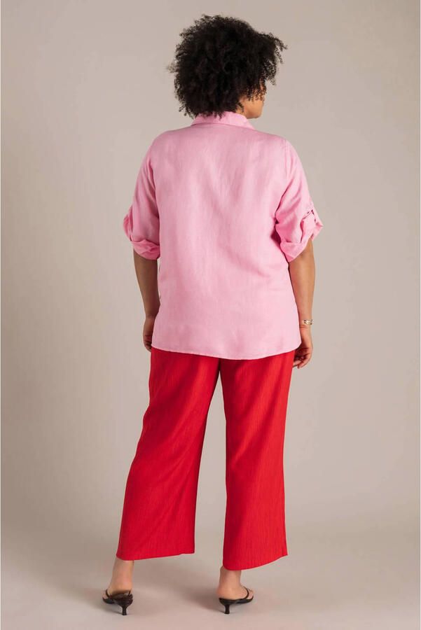 Yest Curve blouse met linnen roze - Foto 3