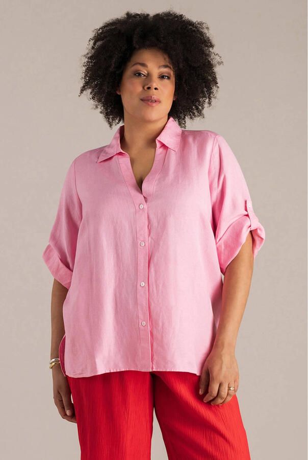 Yest Curve blouse met linnen roze - Foto 2