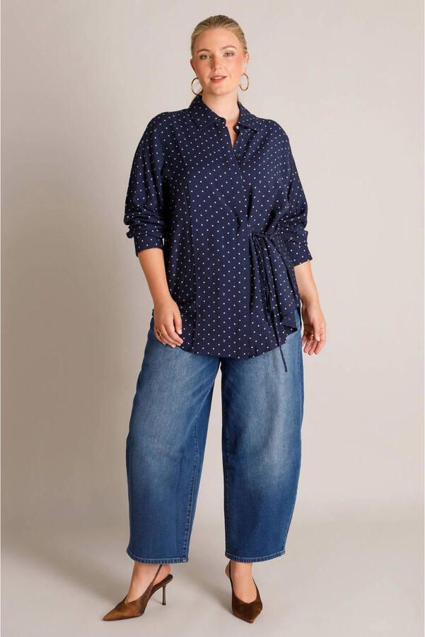 Yest Curve blouse met stippen Plus Size donkerblauw