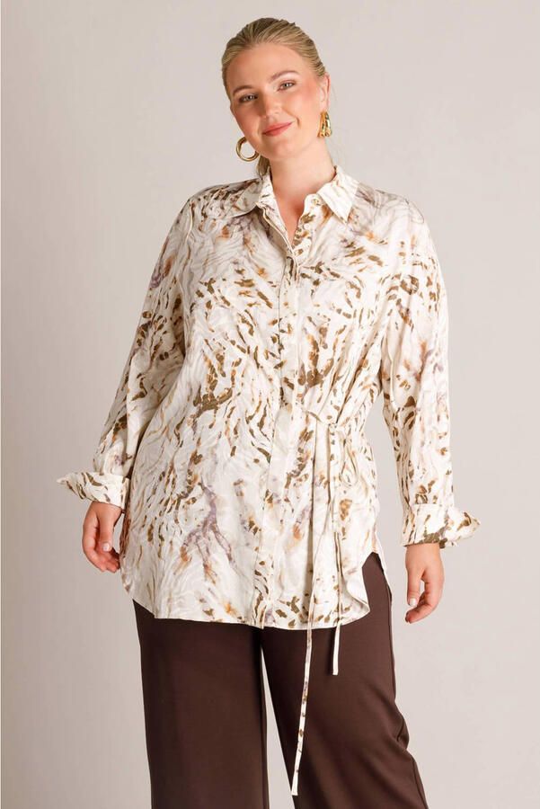 Yest Curve blouse Plus Size met ceintuur en print meerkleurig