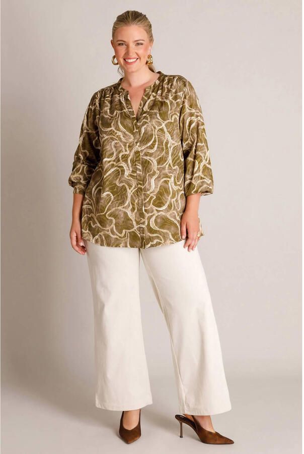 Yest Curve blouse Plus Size met print olijfgroen - Foto 2