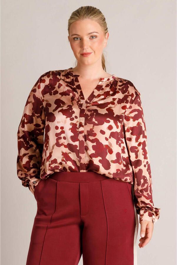Yest Curve blouse Plus Size met print rood