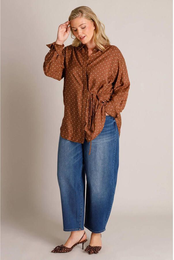 Yest Curve blouse Plus Size met stippen bruin - Foto 3