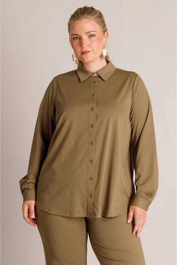 Yest Curve blouse Plus Size olijfgroen