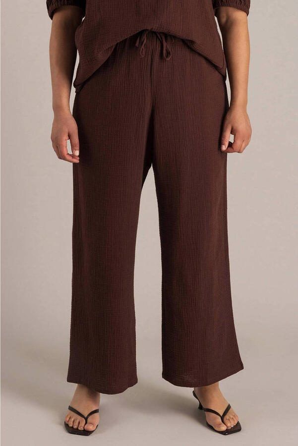 Yest Curve bootcut high waist casual broek donkerbruin