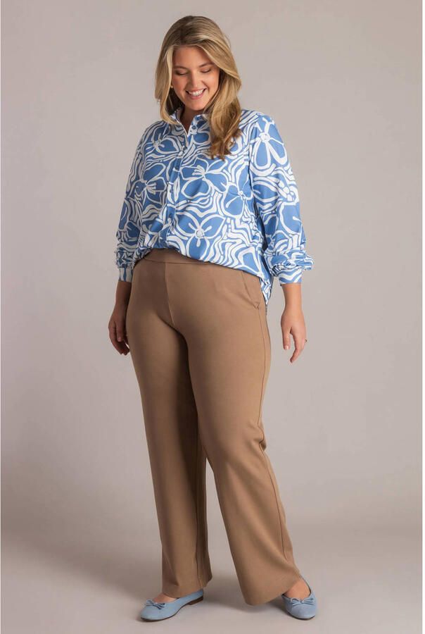 Yest Curve denim straight high waist broek bruin - Foto 2