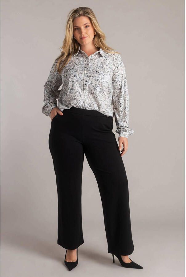 Yest Curve denim straight high waist broek zwart