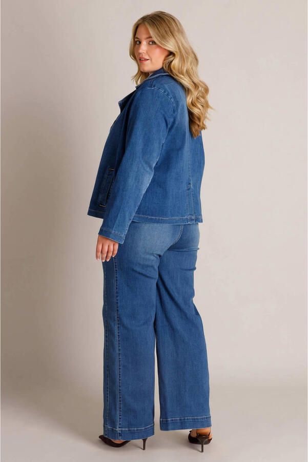Yest Curve denim trenchcoat Plus Size middelblauw - Foto 2