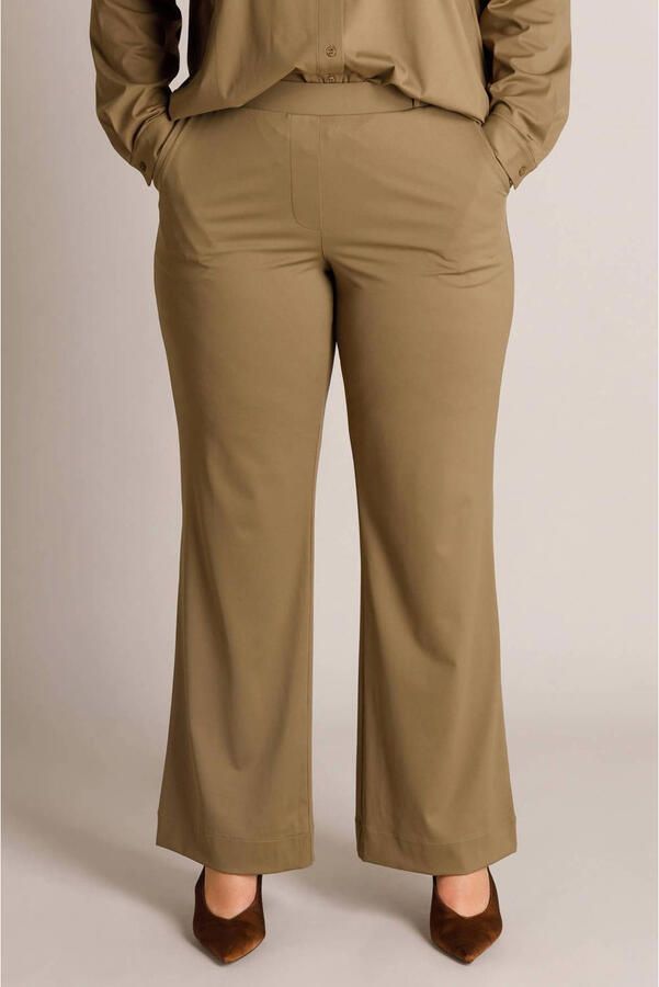 Yest Curve flared broek Plus Size olijfgroen