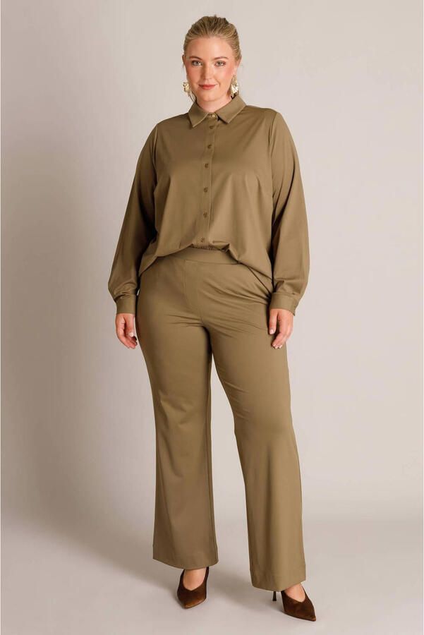 Yest Curve flared broek Plus Size olijfgroen - Foto 2