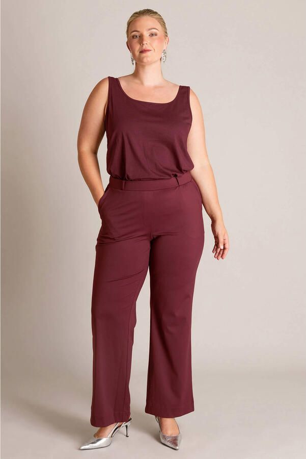 Yest Curve flared broek travelstof Plus Size rood - Foto 3