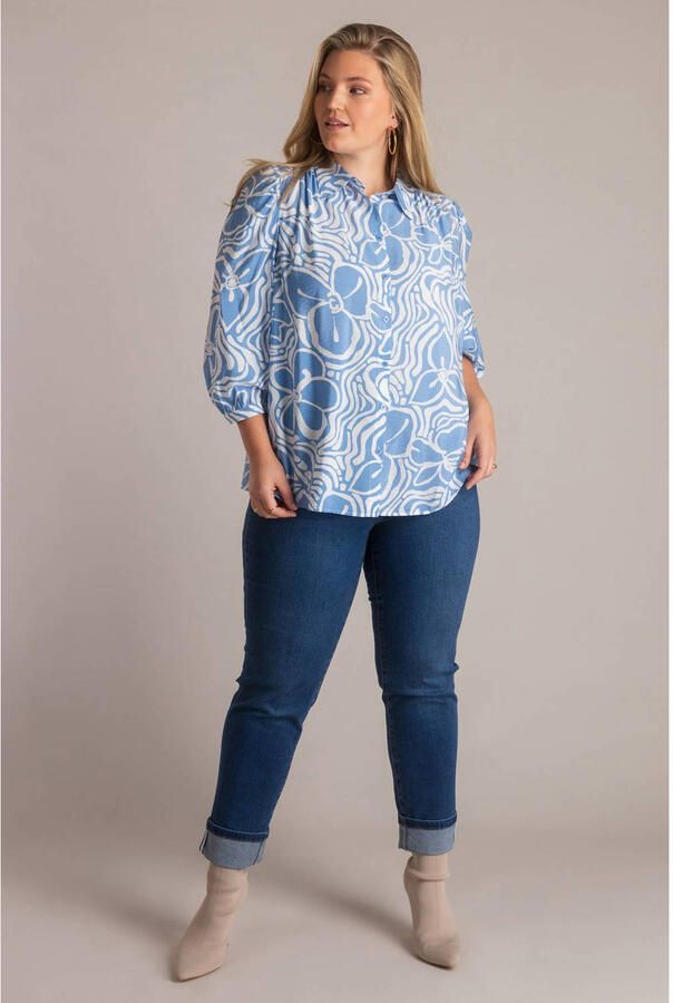Yest Curve gebloemde blouse lichtblauw - Foto 3