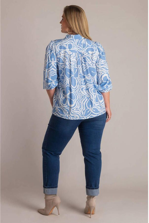 Yest Curve gebloemde blouse lichtblauw - Foto 2