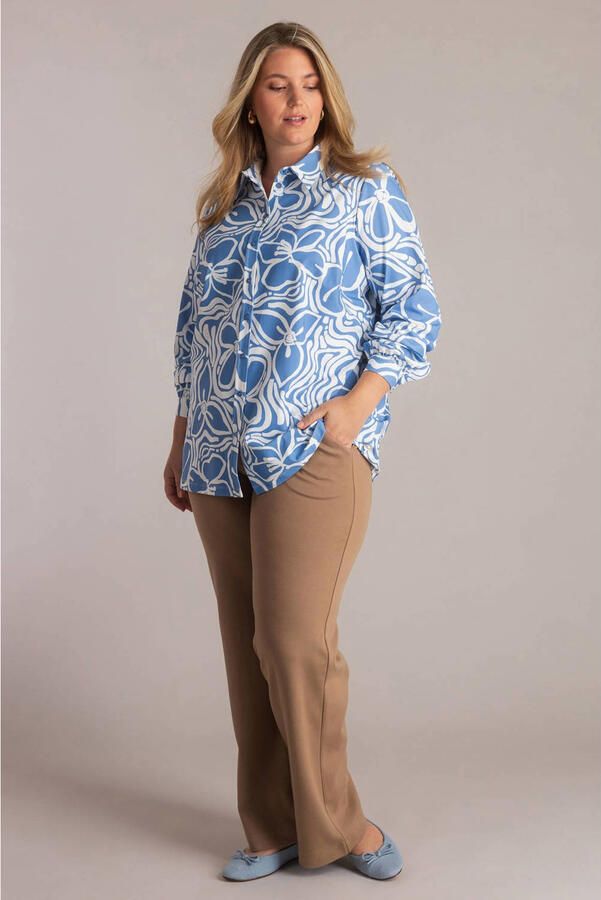 Yest Curve gebloemde blouse travelstof blauw - Foto 2