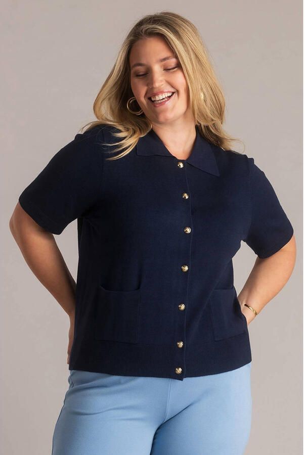 Yest Curve gebreid vest blauw