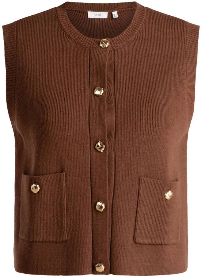 Yest Curve gebreide vest Plus Size bruin