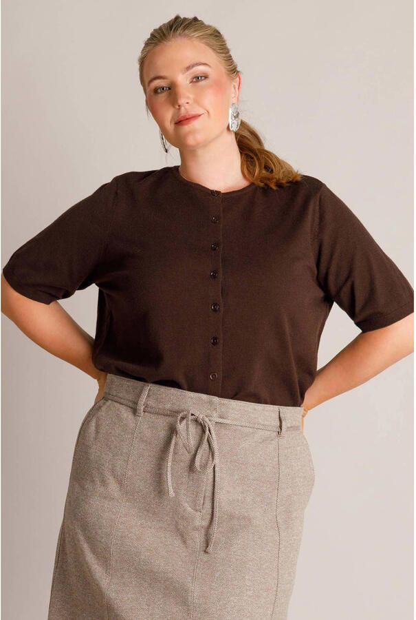 Yest Curve gebreide vest Plus Size bruin