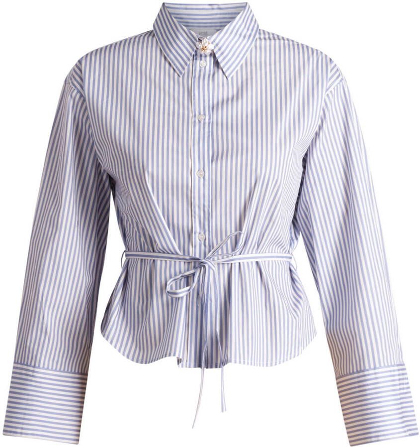 Yest Curve gestreepte blouse met ceintuur Plus Size blauw
