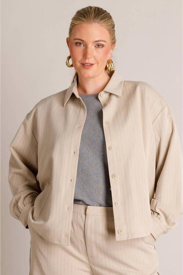 Yest Curve gestreepte blouse Plus Size beige