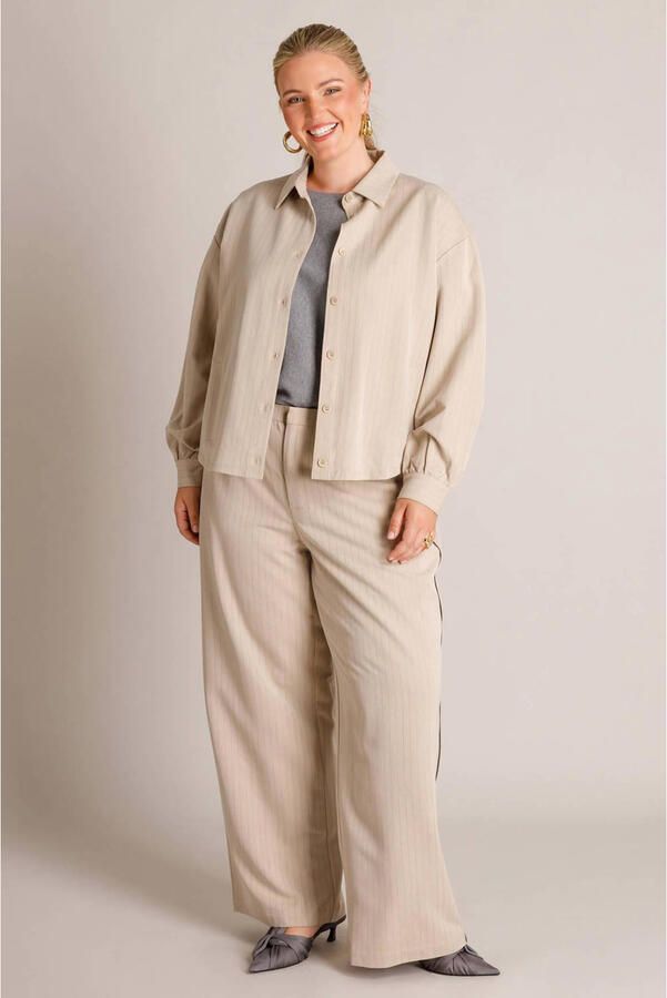 Yest Curve gestreepte blouse Plus Size beige - Foto 2