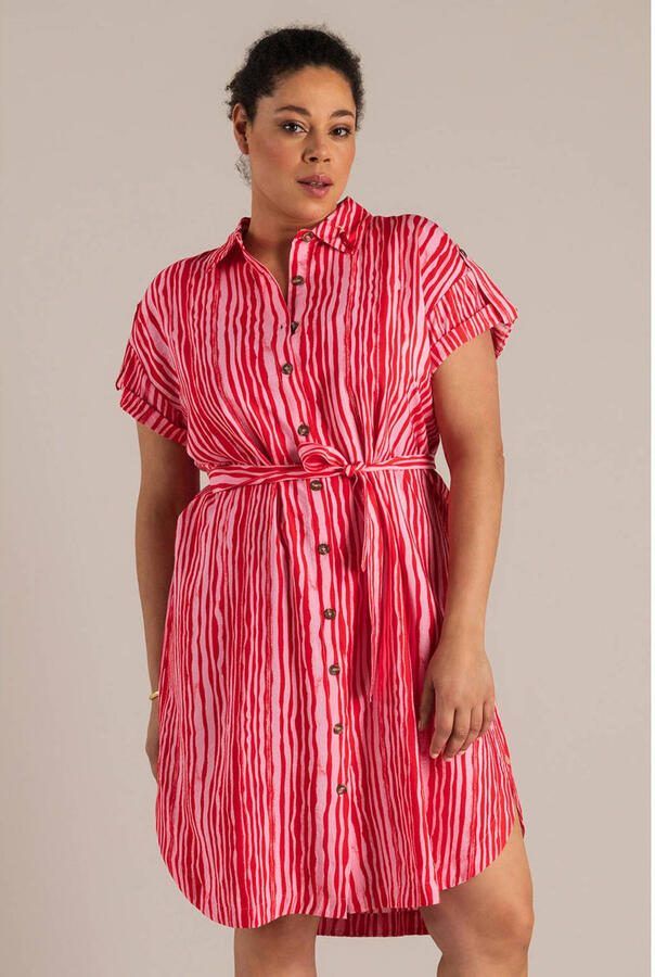 Yest Curve gestreepte blousejurk rood