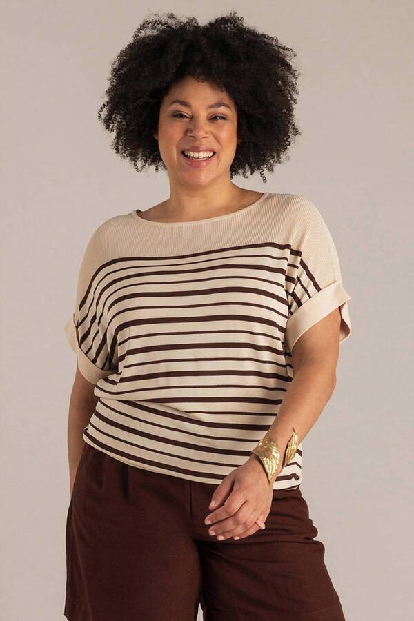 Yest Curve gestreepte top beige